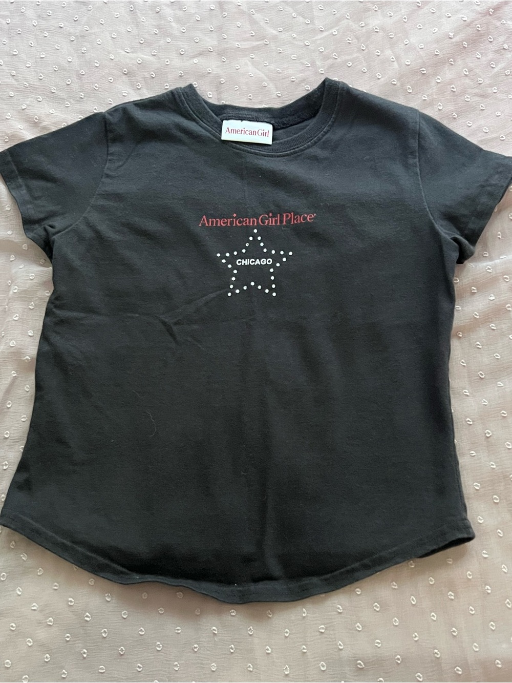 American Girl Black Tee with Chicago Star Design